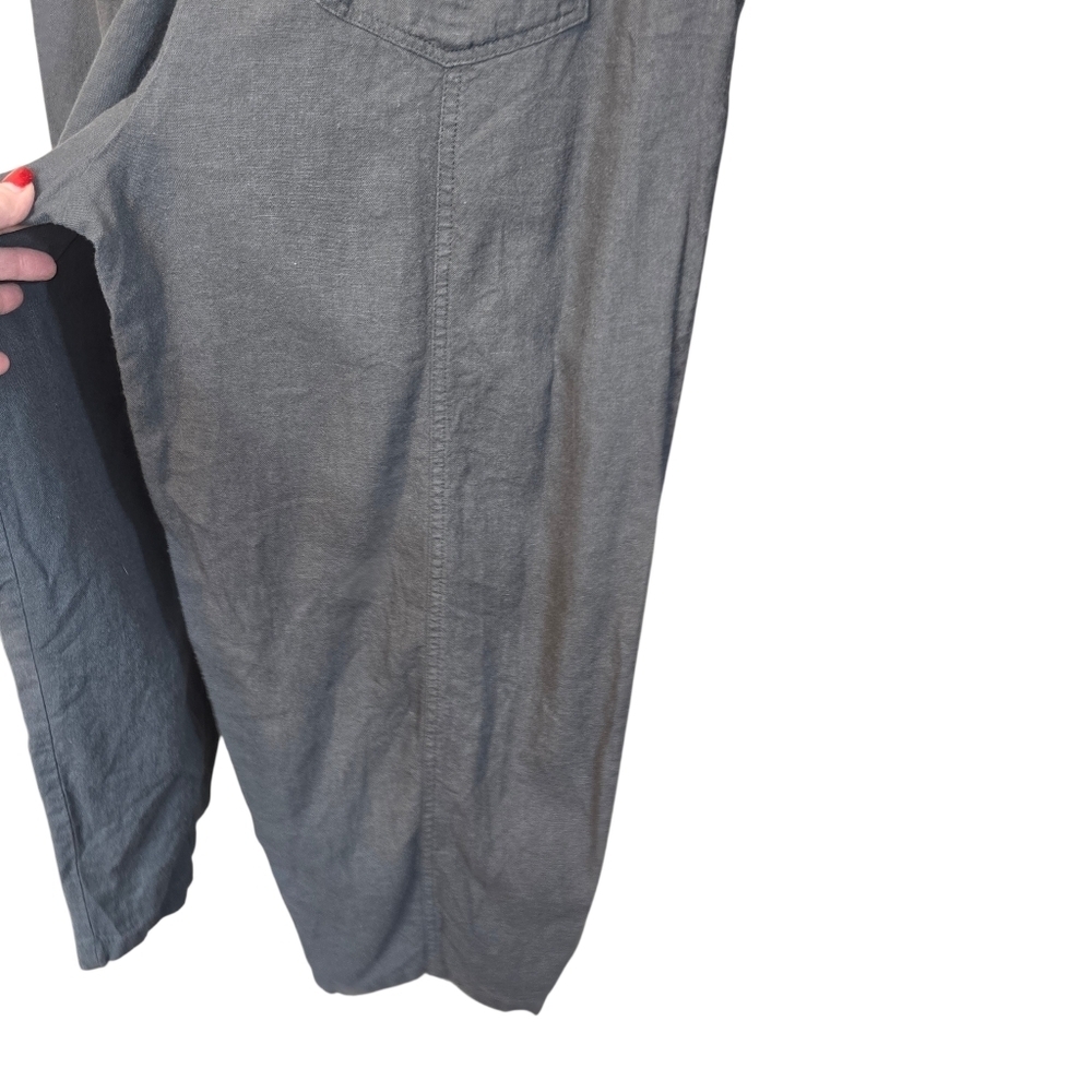 Zara Linen Blend Relaxed Tapered Leg Pull On Drawstring Pants Gray Size Small - Picture 5 of 11